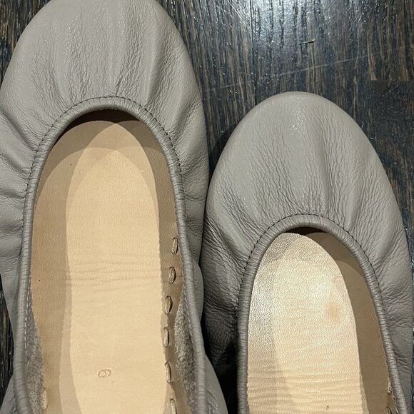 Tieks Ballet Flats Womens 9 Taupe Neutral Leather Slip On Travel Shoes Packable - Picture 3 of 8